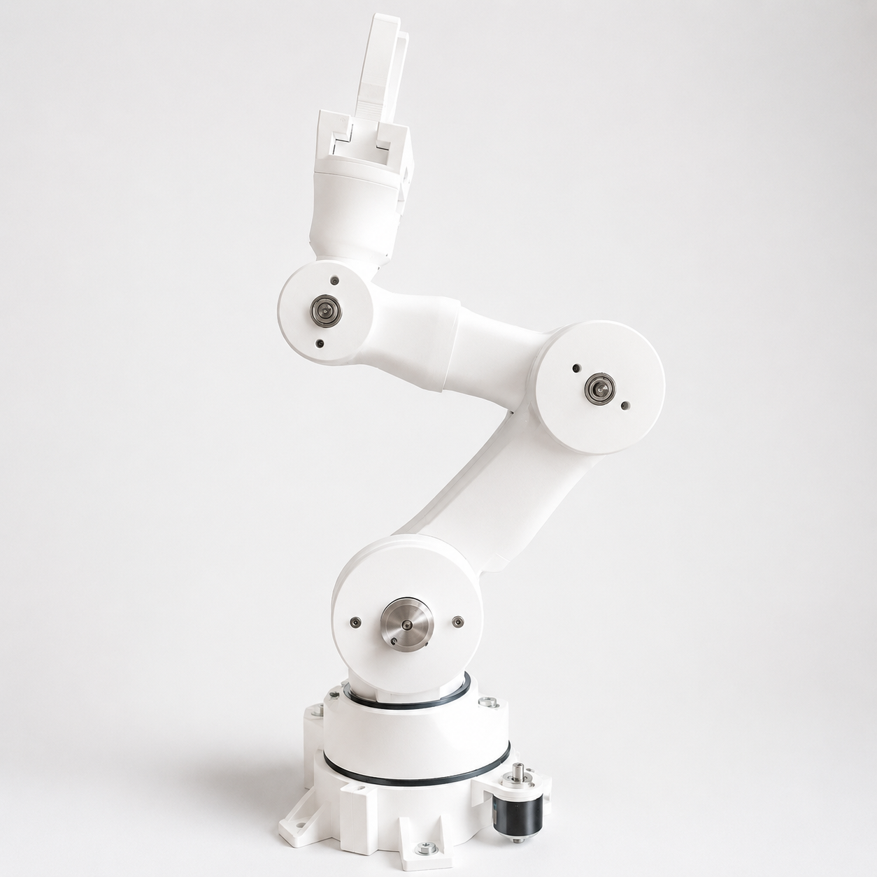 YUKI 6-DOF robotic arm — 3D-printed white manipulator